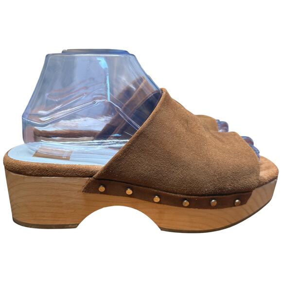 DOLCE VITA Dorando Women's 7.5 Clog Cognac Open Toe Platform Gold Studs - Picture 2 of 13